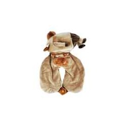 Peluche de toro café kawaii con cojín de viaje integrado, 32cm / la bella pandita / 488m