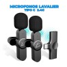 Micrófono doble inalámbrico de solapa con entrada tipo c 2.4g / adp.w4.tc