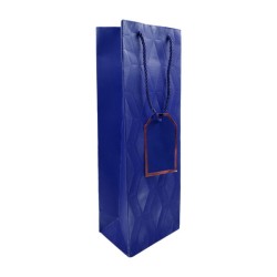 1pza Bolsa de regalo rectangular para botellas con diseño de relieve en forma de rombos 12x9x36cm, variedad de colores / yxl-105