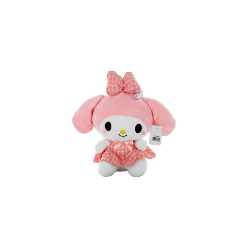 Peluche afelpado mediano en forma de My Melody con vestido y moño de cuadros 20cm / f385