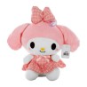 Peluche afelpado mediano en forma de My Melody con vestido y moño de cuadros 20cm / f385