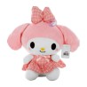 Peluche afelpado mediano en forma de My Melody con vestido y moño de cuadros 20cm / f385