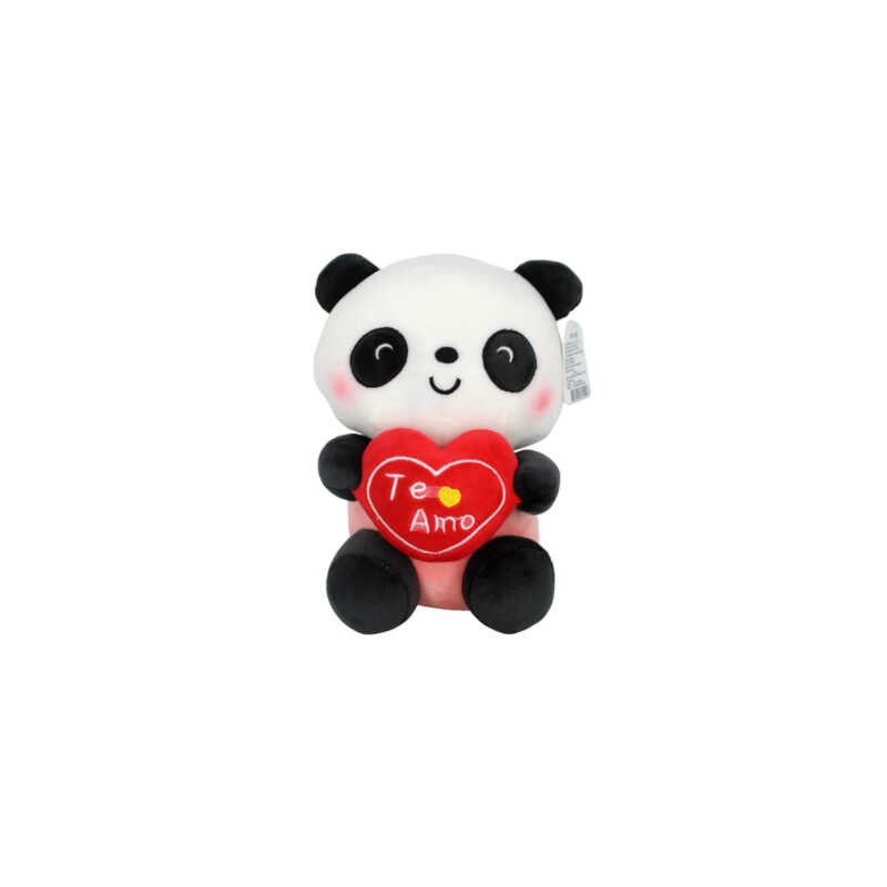 Peluche afelpado chico para san valentín con diseño de panda con corazón te amo / p118