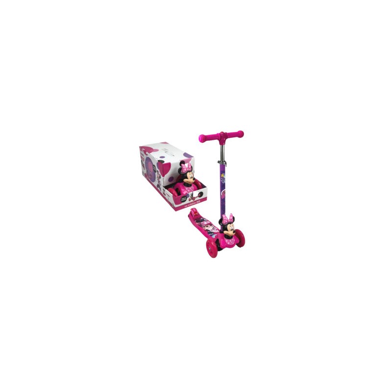 Scooter patín del diablo infantil ajustable, 3 ruedas con luces y figura 3d con diseño de minnie mouse / 3w scooter 3d / 10788