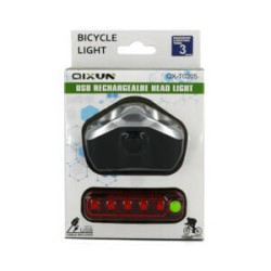 Kit de luz delantera y trasera recargable para bicicleta / qx-t0205 / hl-sen9604