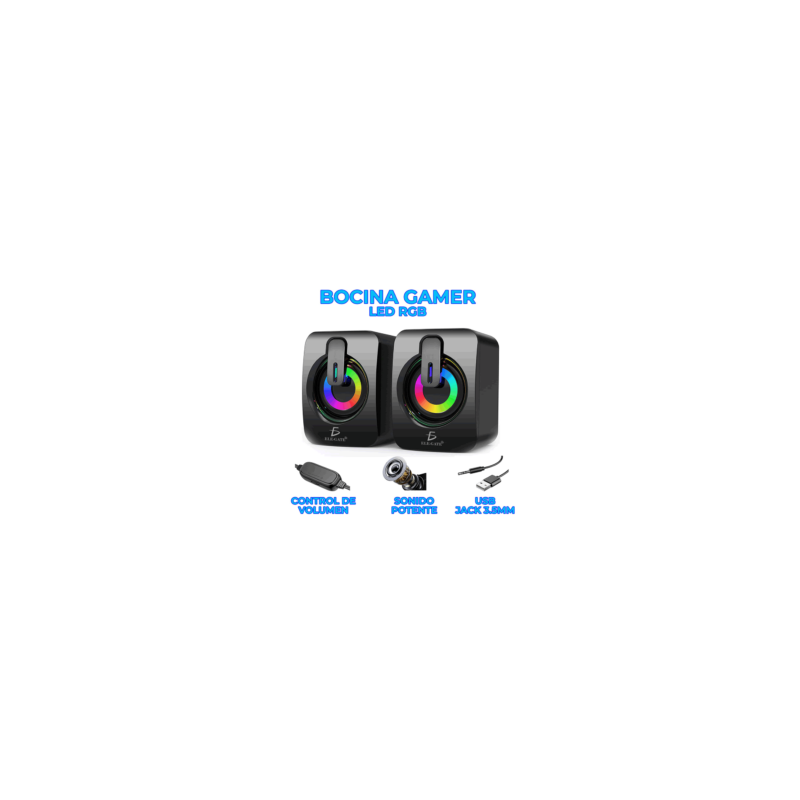 Bocina usb 2 altavoces con luz led, variedad de colores / bc.a2