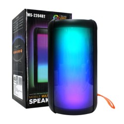Bocina bluetooth con 5 modos de luz intercambiables, radio fm y ranura para sd y usb / ms-2204bt