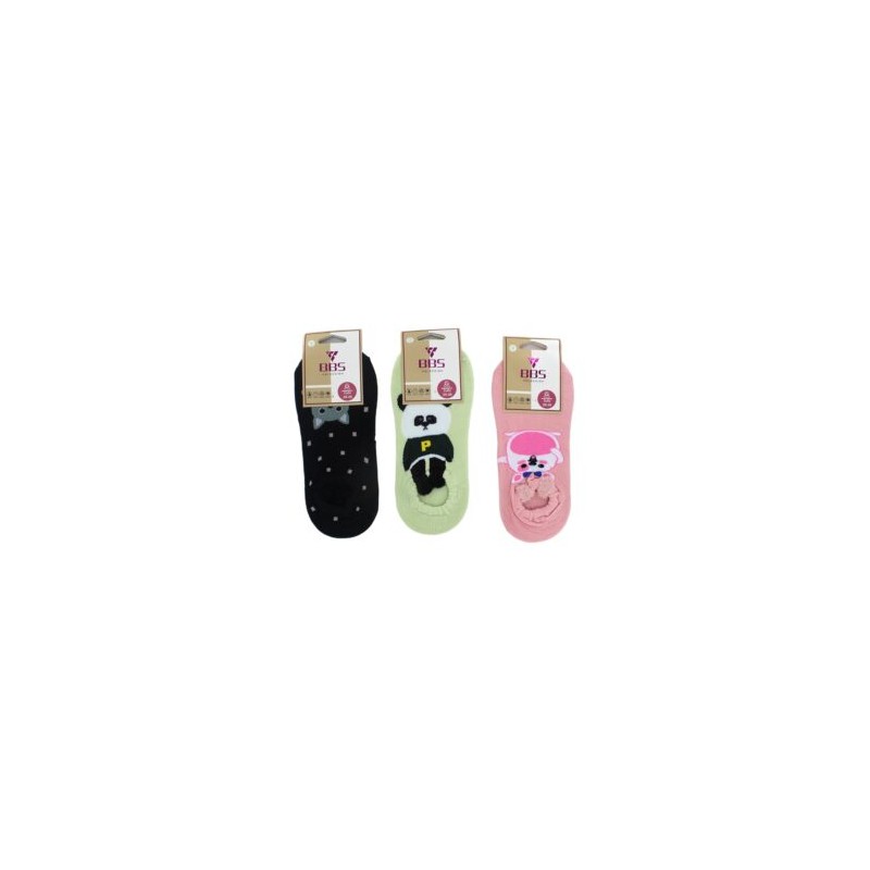 Par de calcetines cubre pies bbs con diversos estampados y orejitas para dama, variedad de modelos / bt-701