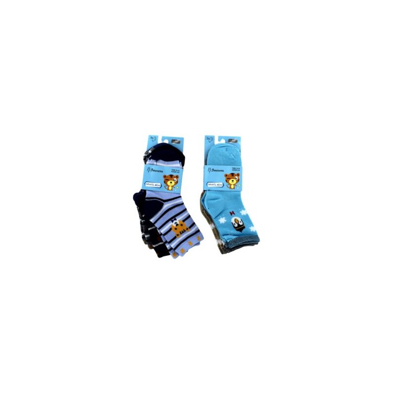 Paquete con 3 pares de calcetines infantiles amorarma con diversos estampados para niña, variedad de modelos / tam 19-23 / idade