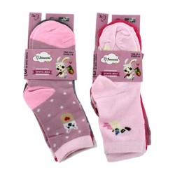Paquete con 3 pares de calcetines infantiles amorarma con diversos estampados para niña, variedad de modelos / tam 19-23 / idade
