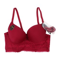 Brasier liso copa c con efecto push up con encaje y tirantes ajustables + tirantes de repuesto, variedad de tallas y colores / s