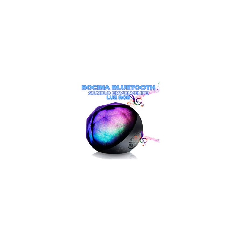 Bocina bluetooth redonda con sonido envolvente y luz rgb / bc.v1