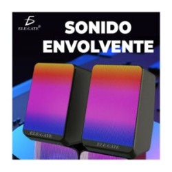 Par de altavoces bocinas ele-gate con luz rgb y entrada auxiliar para computadora / bc.l5