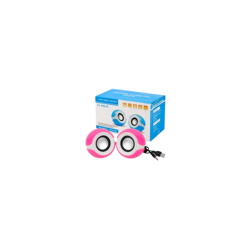 Par de mini bocinas redondas con cable de entrada auxiliar y usb para computadora, variedad de colores / mini digital speaker