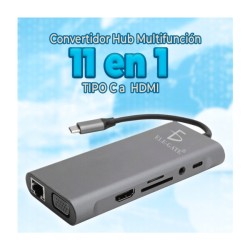 Convertidor hub tipo c multifuncional portátil 11 en 1 con diversas conexiones / wi.181