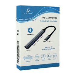 Hub cuatro puertos con entrada tipo c, 3 puertos usb 2.0 y 1 puerto usb 3.0