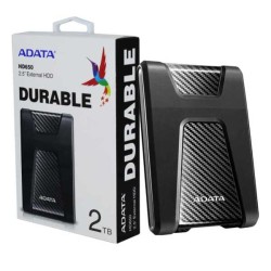Unidad de disco duro externo 2.5 hdd adata color negro versión hd650 durable uso rudo con puerto usb 3.1 y capacidad de 2tb / hd