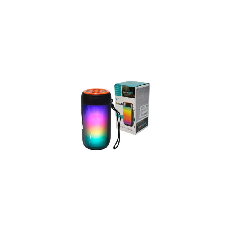 Bocina portátil bluetooth buytiti de forma cilíndrica con luces rgb y correa de mano / gts-1731