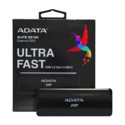 Ssd externo ultra fast adata de 512gb con usb 3.2 gen 2 usb-c en color negro / ase760-512gu32g2-cbk