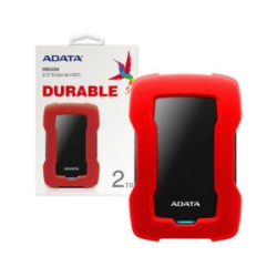 Unidad de disco duro externo 2.5 hdd adata color rojo negro versión hd330 durable uso rudo con puerto usb 3.1 y capacidad de 2tb