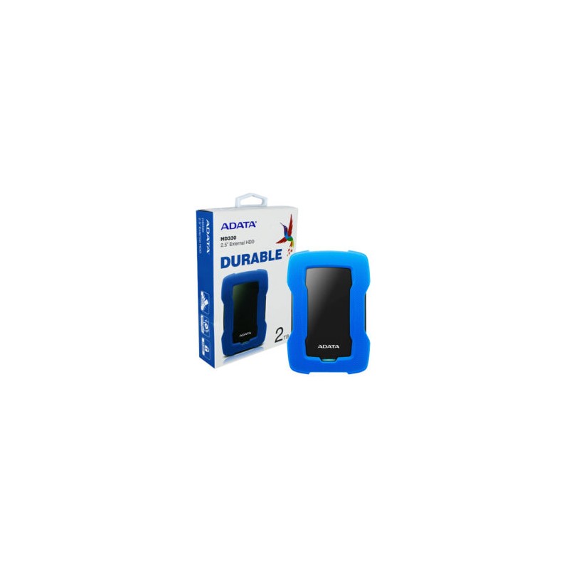 Unidad de disco duro externo 2.5 hdd adata color azul negro versión hd330 durable uso rudo con puerto usb 3.1 y capacidad de 2tb