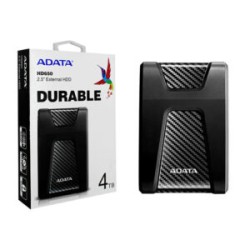 Unidad de disco duro externo 2.5 hdd adata color negro versión hd650 durable uso rudo con puerto usb 3.1 y capacidad de 4tb / ah