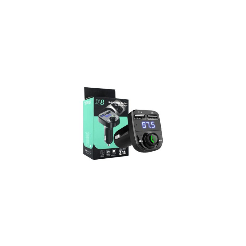 Receptor mp3 bluetooth con pantalla digital y 2 puertos usb para carga / x8