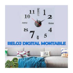 Reloj grande de pared en 3d sin marco moderno con mecanismo silencioso