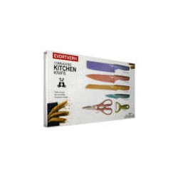 Juego de 4 cuchillos everywealth, evcrierh, evdrtverh, forging family o dvcretirh color pastel con tijeras y pelador / er-0278 /